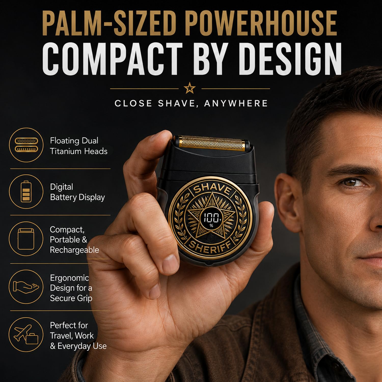 Shave Sheriff Electric Razor - Waterproof & Travel -9 Shave Sheriff Electric Razor - Waterproof & Travel -9