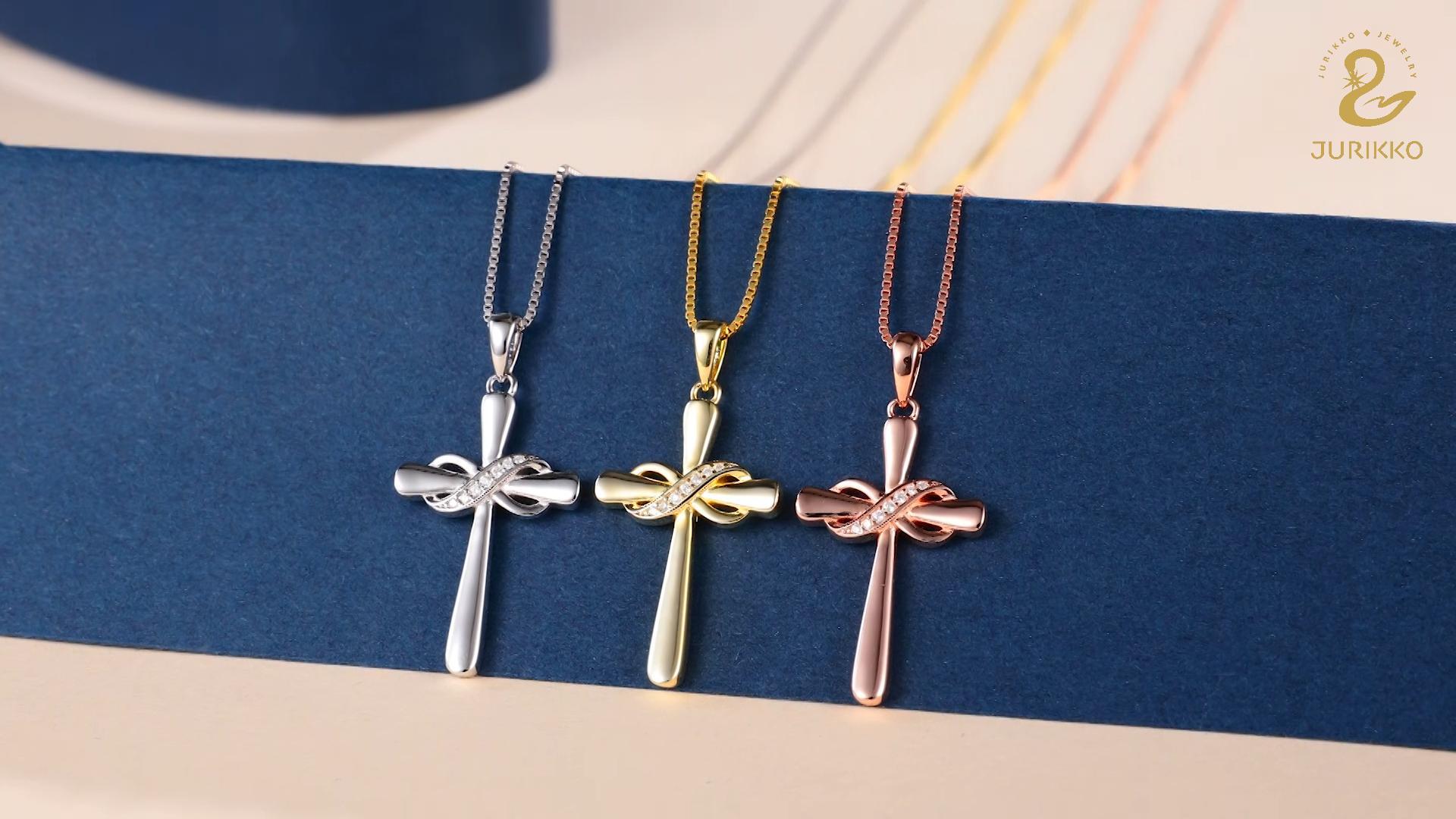 Amazon.com: Jurikko Infinity Cross Necklace for Women 925 Sterling