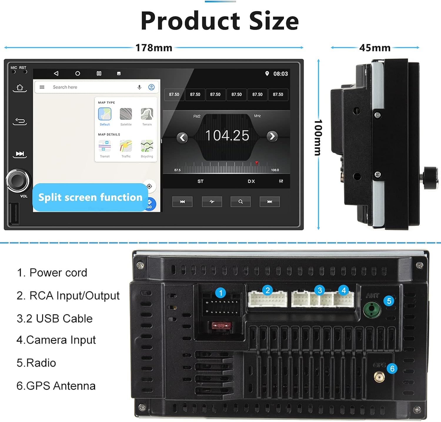 Black Friday - 40% OFF Android Double Din Car Stereo with Bluetooth, Rimoody 2 Din 7 Inch Touchscreen Car Radio with GPS Navigation FM Radio WiFi Mirror Link Split Screen USB, with Backup Camera