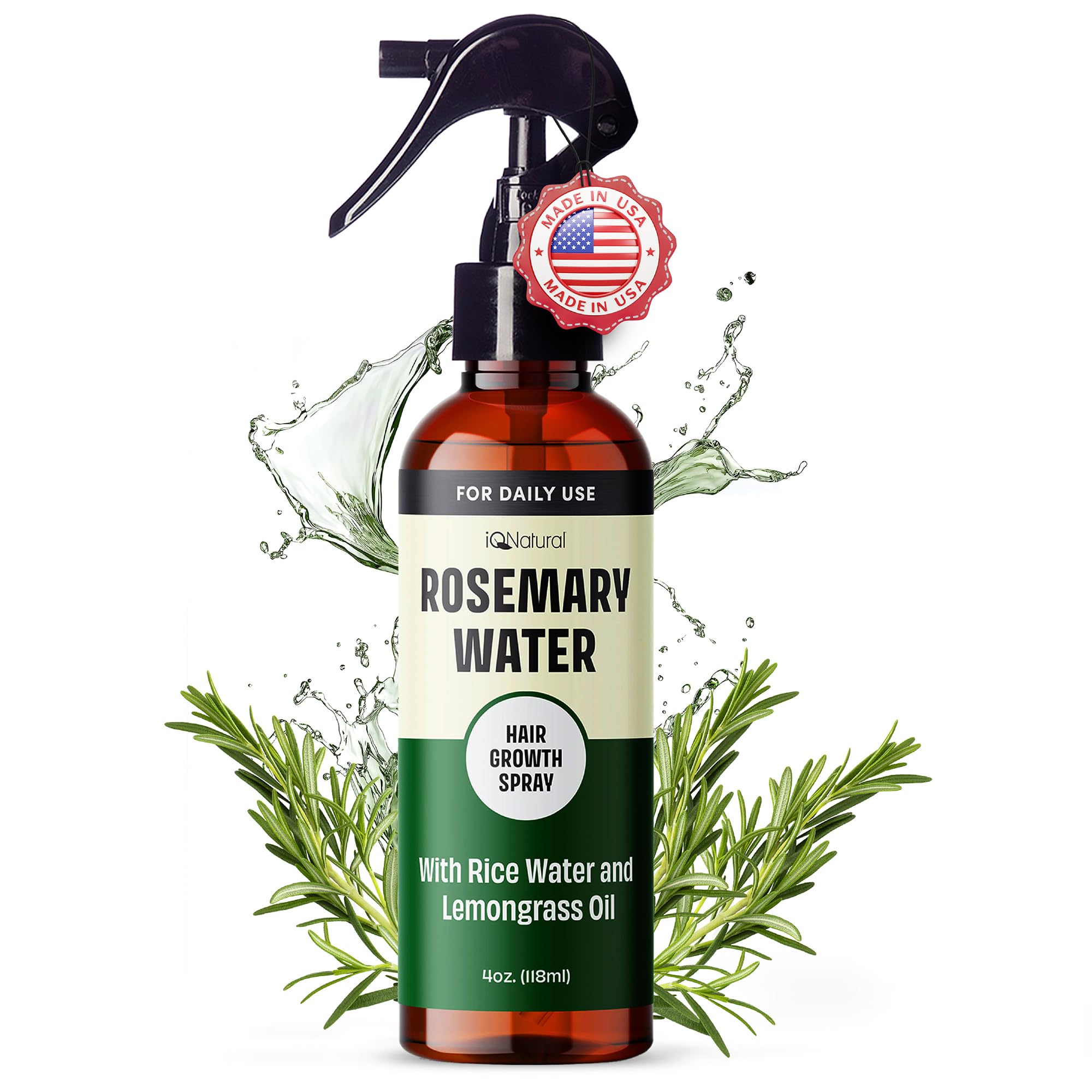 IQNATURAL Rosemary Water Spray for Hair Growth - Made in the USA - Rosemary Spray for Hair, Root Enhancer - Strengthen, Moisturize, Thicken, Repair - Rosemary Hair Spray - 4oz