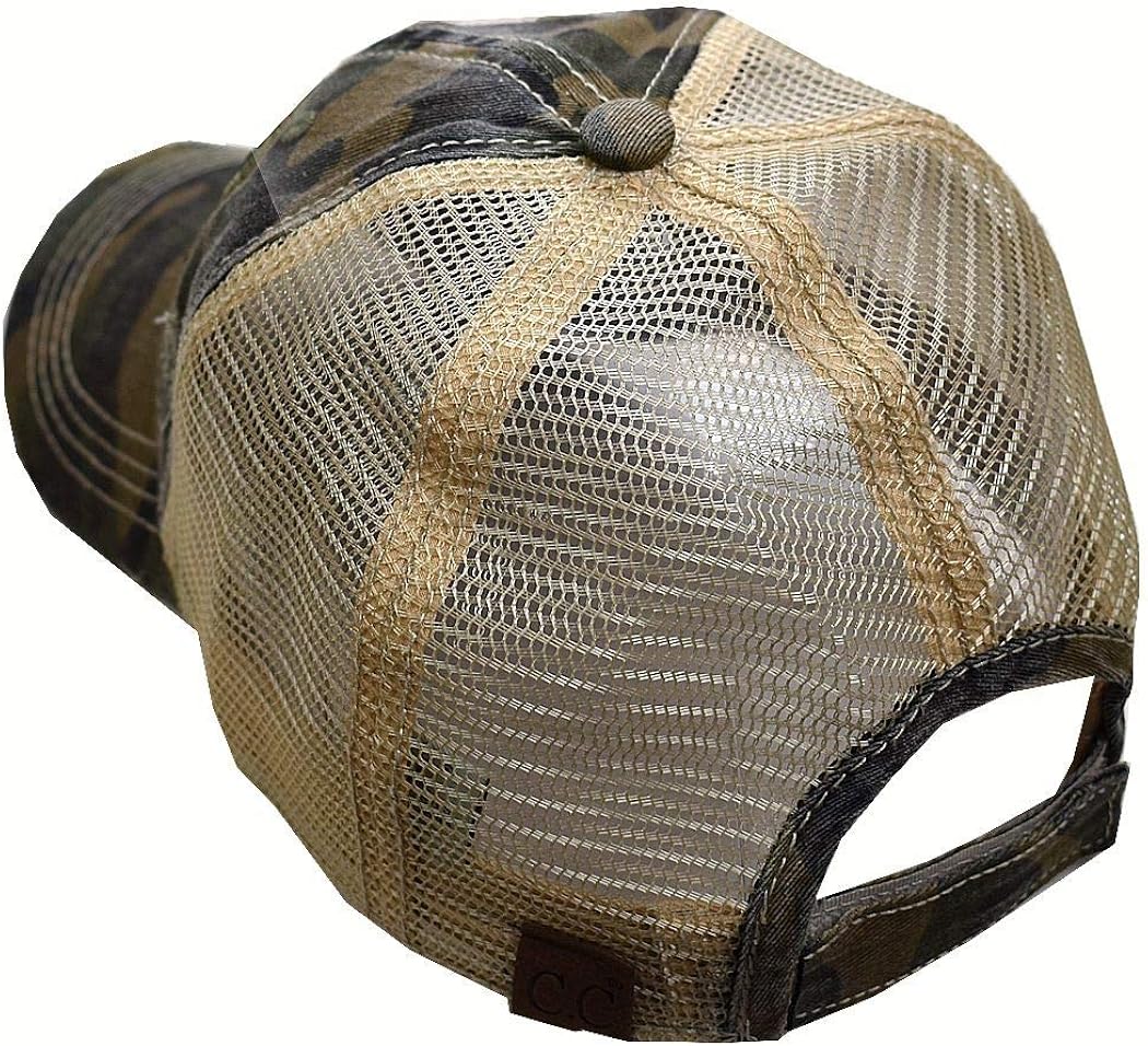 C.C Unisex Adjustable Mesh Distressed Trucker Baseball Cap Hat, Mustard: Clothing