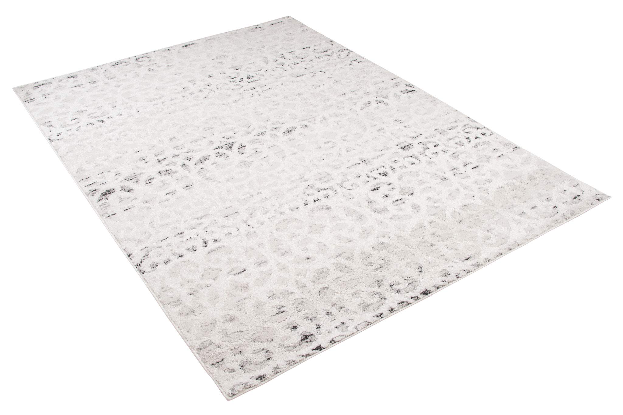 Tapiso Troya dywan z krótkim włosiem, nowoczesny, geometryczny, marokańska kratka, wzór kwiatowy, nakrapiany, ecru, beżowy, do salonu, Ökotex 120 x 170 cm