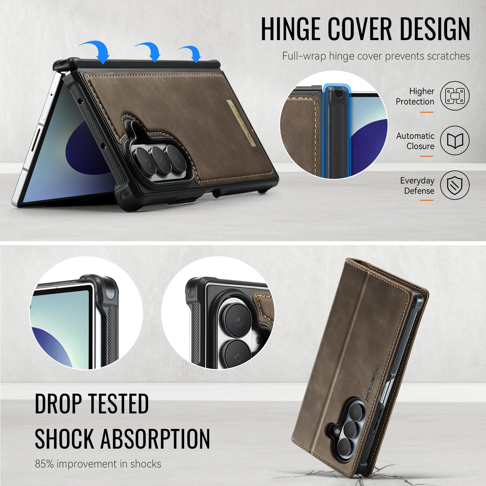 Custodia a portafoglio ultra magnetica per Samsung Galaxy Z Fold 8 | Compatibile con Magsafe, 2 in 1 staccabile, porta carte di credito con blocco RFID, antiurto, ricarica wireless