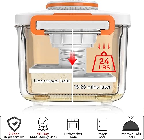 Miniatura 3 de Prensa de tofu ajustable con ajuste de presión de 2 niveles, apta para lavavajillas y sin BPA, prensador de tofu para tofu firme de 8-20 onzas y