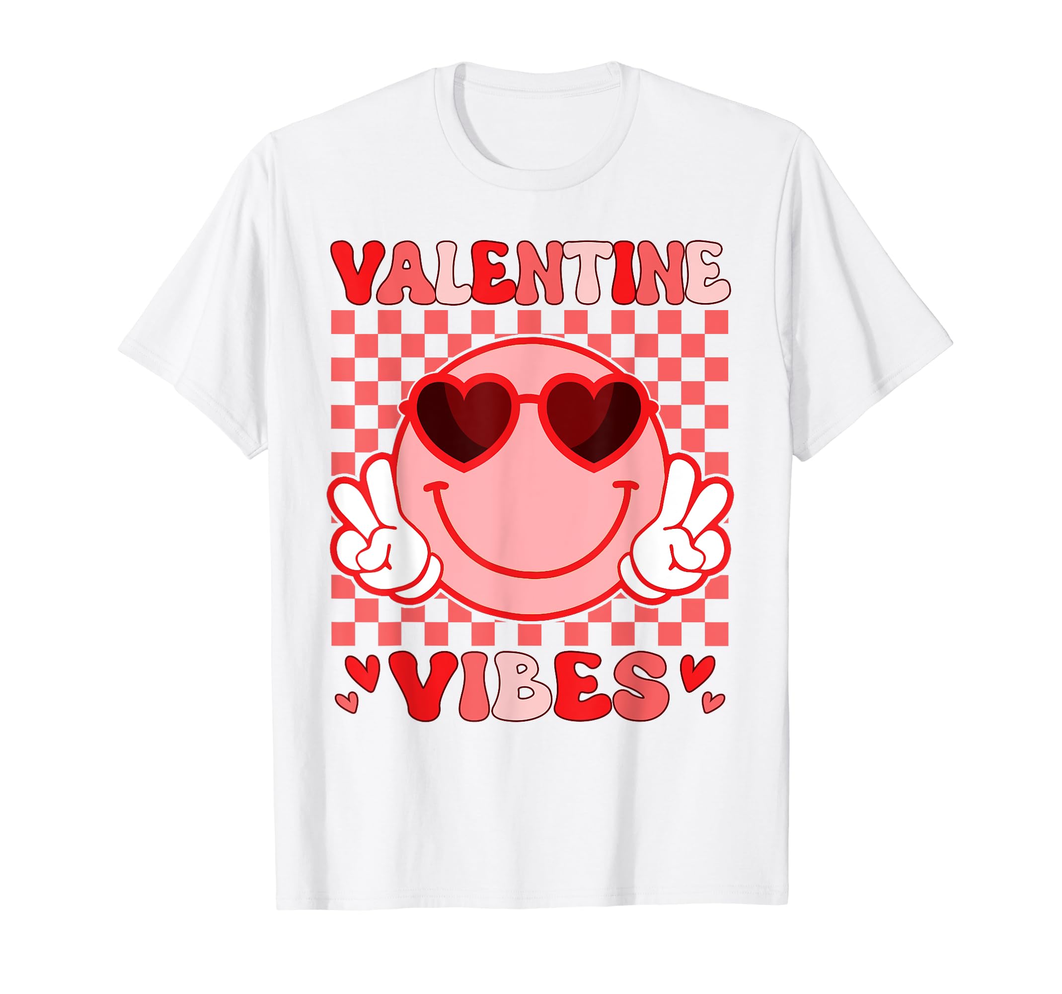 Retro Valentines Day Hippie Heart Funny MatchingGroovy Valentine Vibes Valentines Day Shirts For Girl Womens T-Shirt