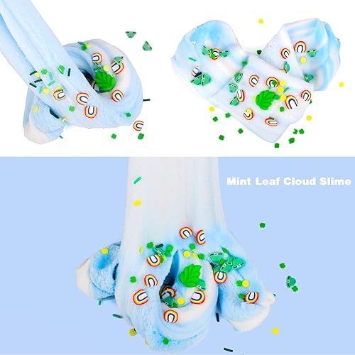 Miniatura 2 de Paquete de 2 paquetes de limo de nube, con dijes de cereza roja y hojas de menta, limos perfumados para niñas y niños, recuerdos de fiesta, juguetes