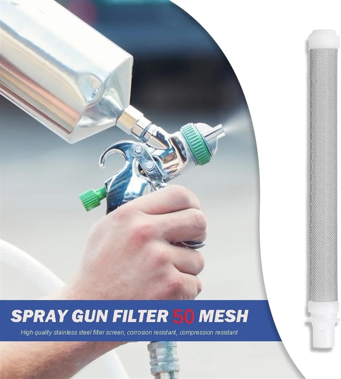 5/10Pcs 50 Mesh Airless Spray Filter Stainless Steel Paint Spraygun Filter Removes Dirt Reduces Nozzle Clogging Spraygun Access (Size : 10pcs)