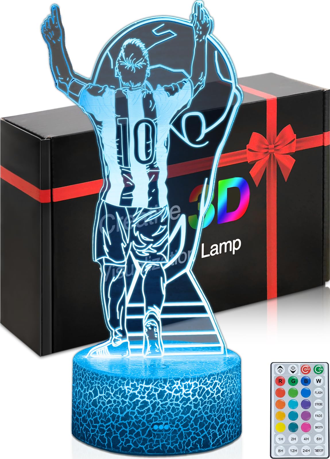 Soccer Night Light for Kids, 3D Optical Illusion Mood Light 16 Colors LED Dimmable with Remote Room Football Decor, Soccer Lamp Gifts Toys for Boys Girls Teens Men