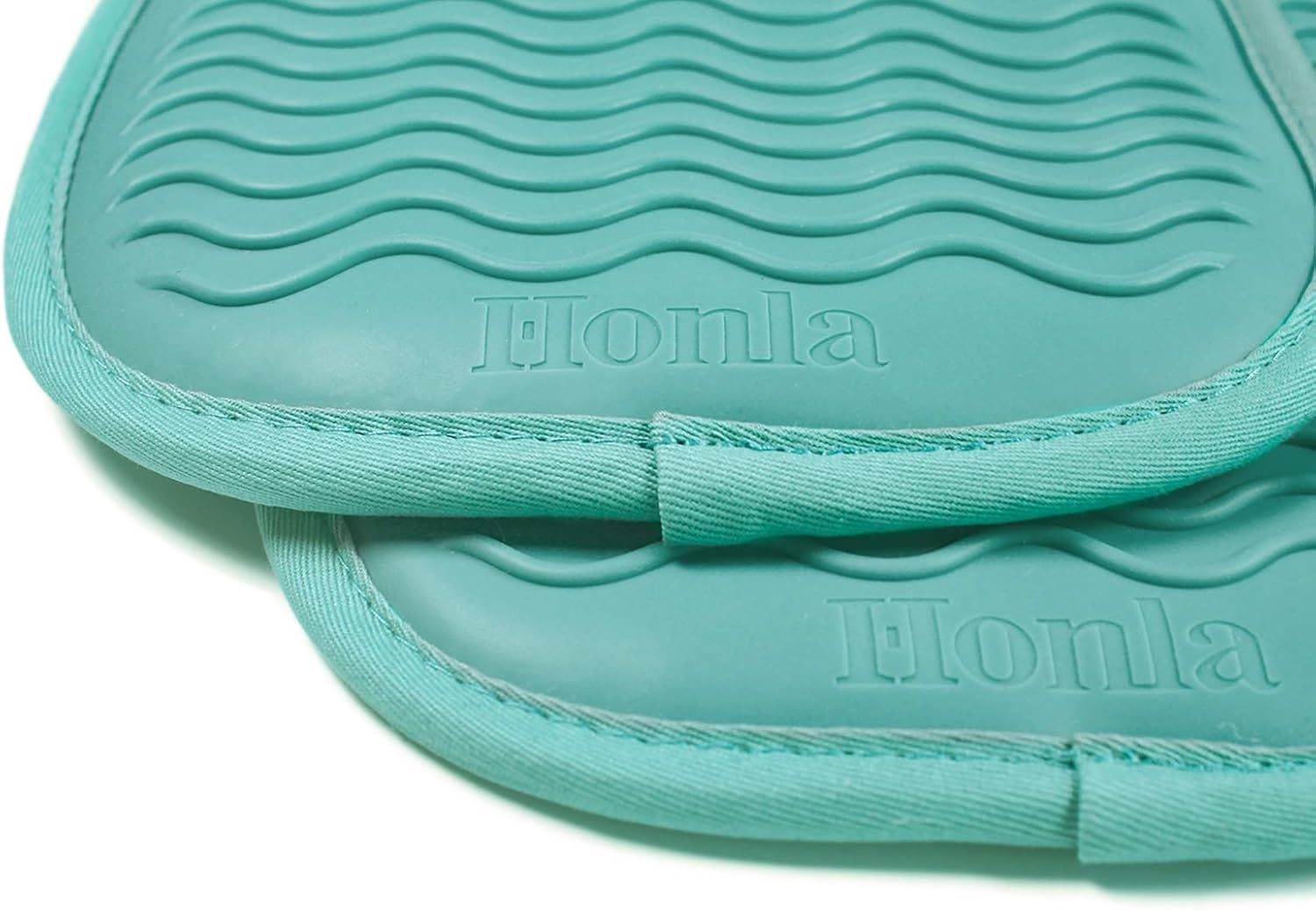 Honla 4 Piece Rectangular Pot Holders with Pockets,Heat Resistant to 500 F,Flexible Non Slip Silicone Grip Hot Pads,Teal