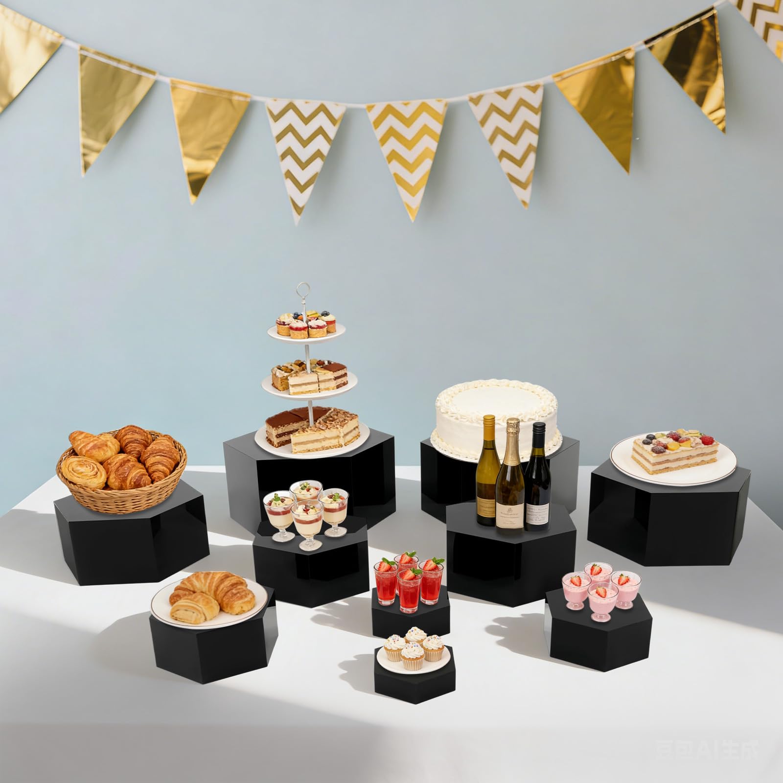 Lot de 10 présentoirs à dessert empilables pour buffet de 2,5 cm à 14 cm