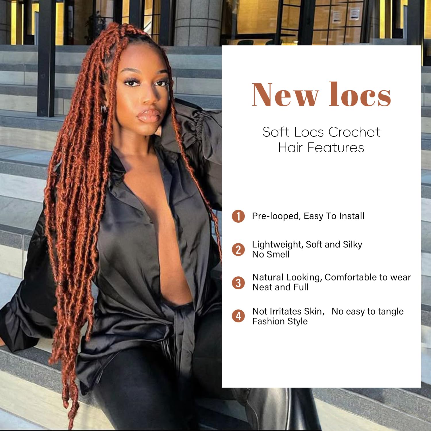 8 Packs Faux Locs Crochet Hair Extensions for Black Women Soft Locs Crochet Braids Hair Extensions (#30, 24Inch (Pack of 8)) - Image 2