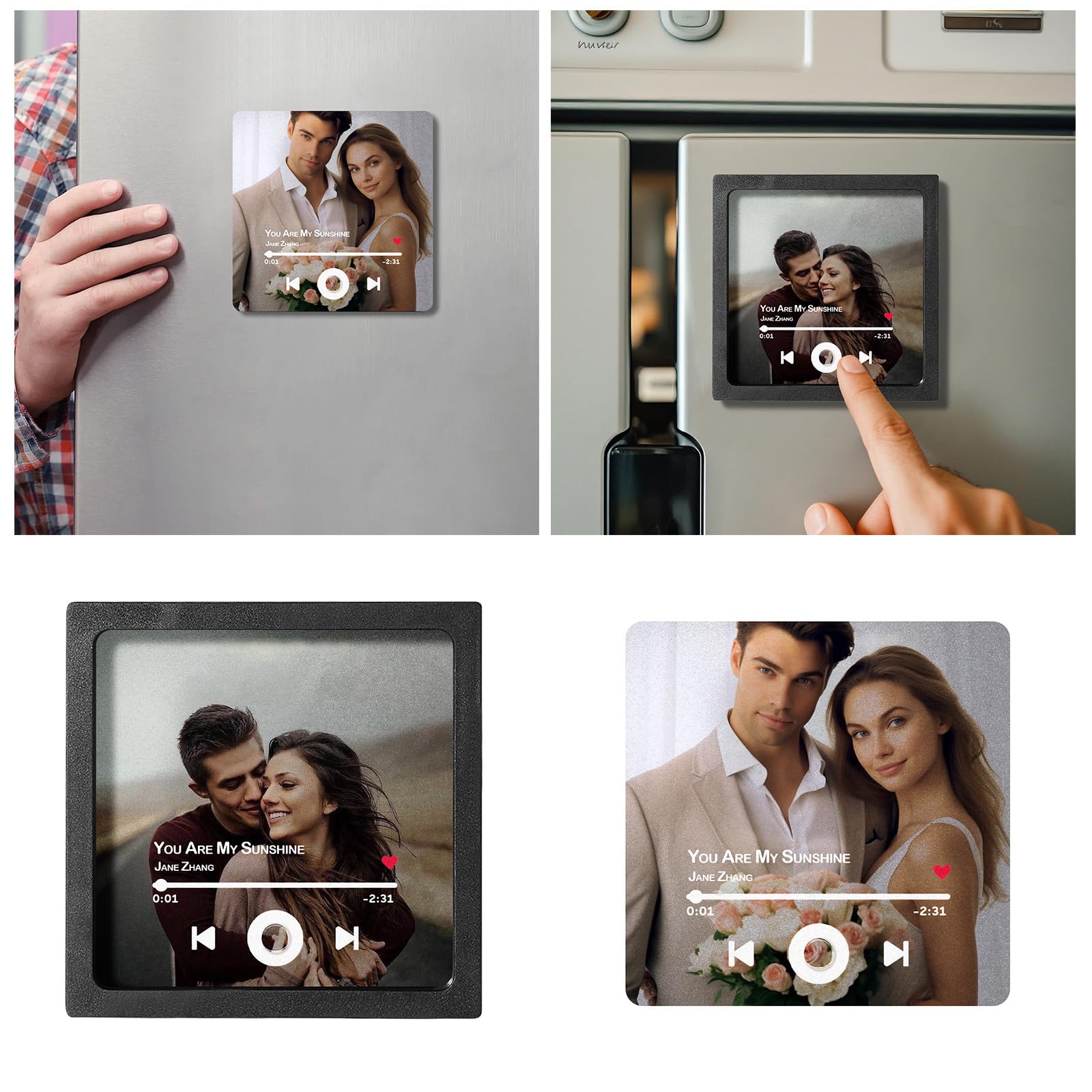 Aimant Frigo Personnalisable Avec Photo - Cadeau Couple, Amis, Anniversaire - Format 99x112 Mm - 4