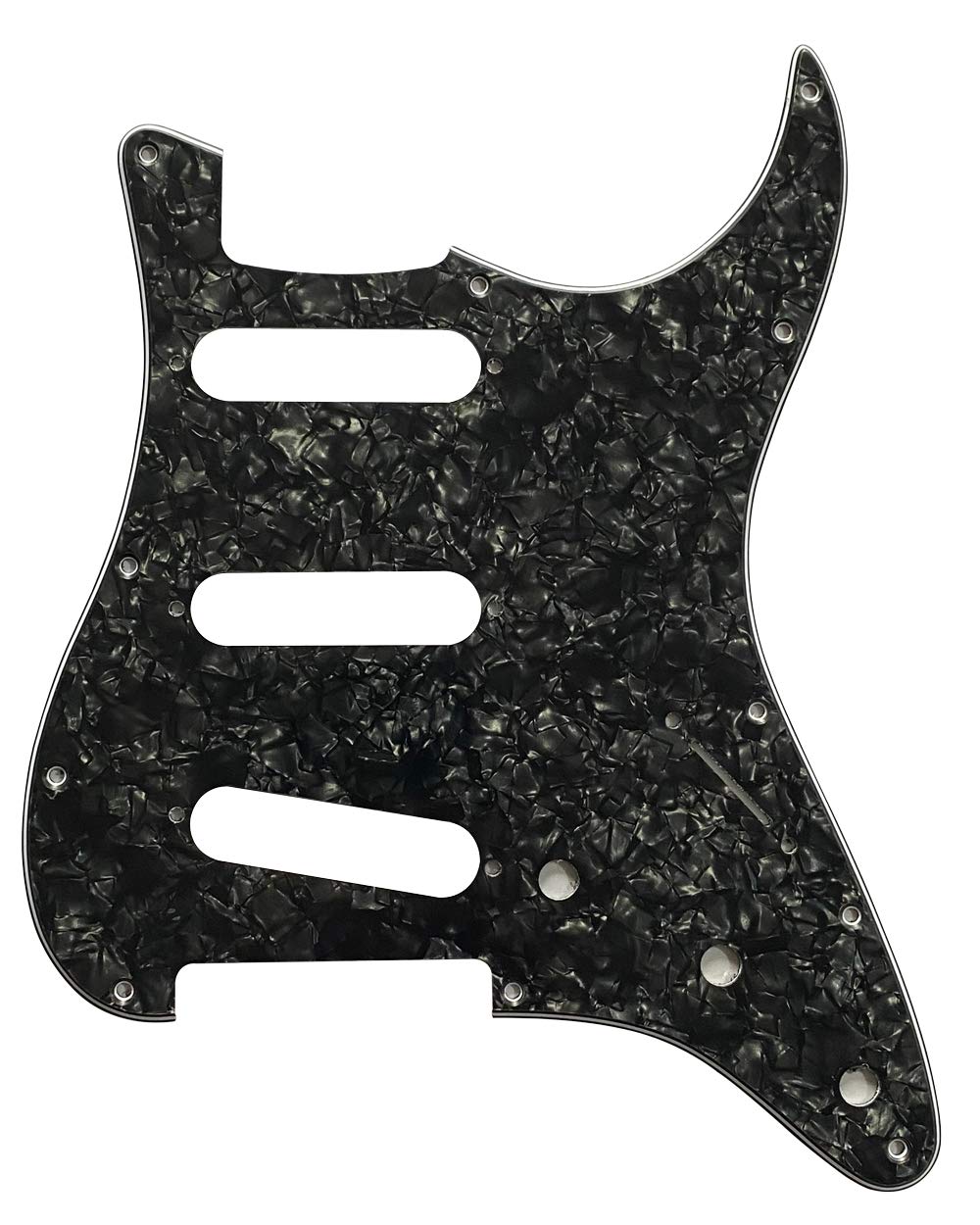 Electric Guitar Pickguard for Fender Stratocaster Start US SSS 11 Hole Style (4 Ply Black Pearl)