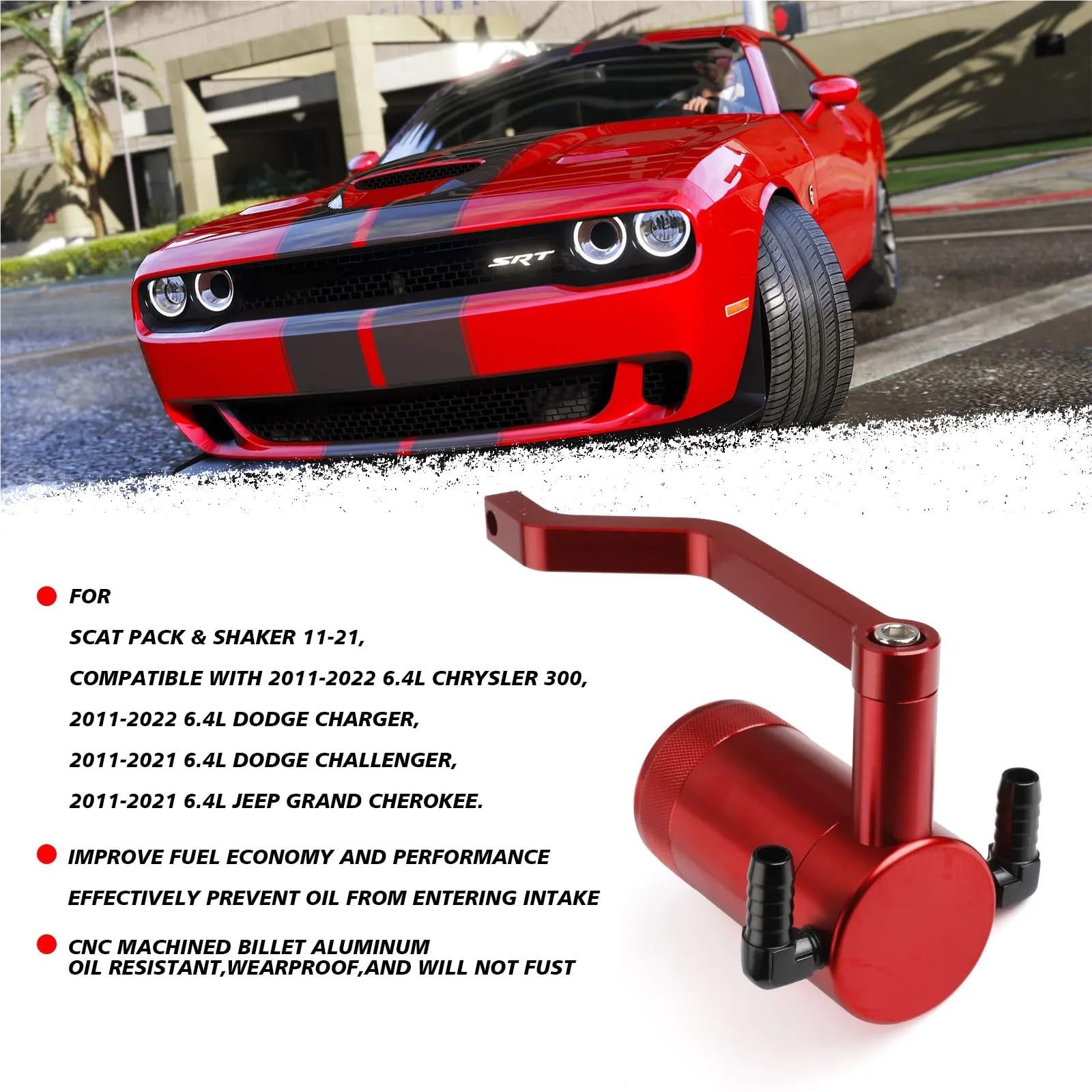 Crankcase Ventilation System 6,4 l Catch Can Z-Halterung. Passend für Chrysler, Passend für Dodge, Passend für Charger, Passend für Challenger, Passend für Jeep(YC102118-RD)