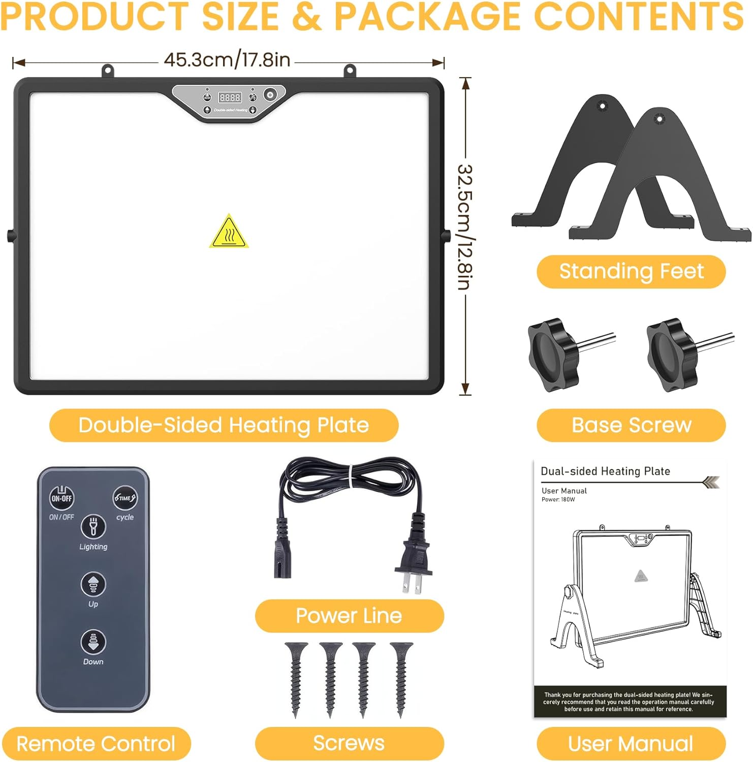Chicken Coop Heater Brooder Plate, 180W Dual-Heating Chicken Heater Built-in Thermostat | Cycle Mode | Light, Remote Control Chick Heater for Coop, Adjustable Chicken Warmer for Poultry, UL-Compliant