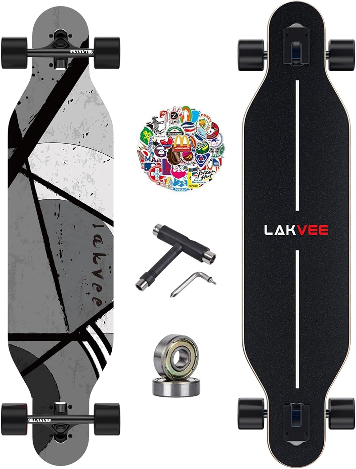 LAKVEE Longboard,Stake Longboard for Beginer and Professional,High-end Design 41-Inch Downhill,9 Ply Canadian Maple Cruiser for Cruising,Free-Style…
