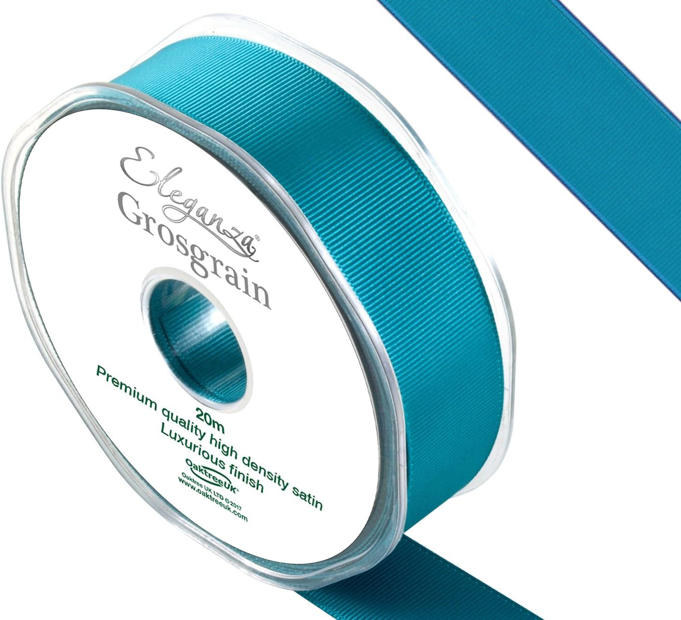 ELEGANZA Premium Quality Grosgrain Ribbon, Satin, Teal, 11 x 11 x 3 cm