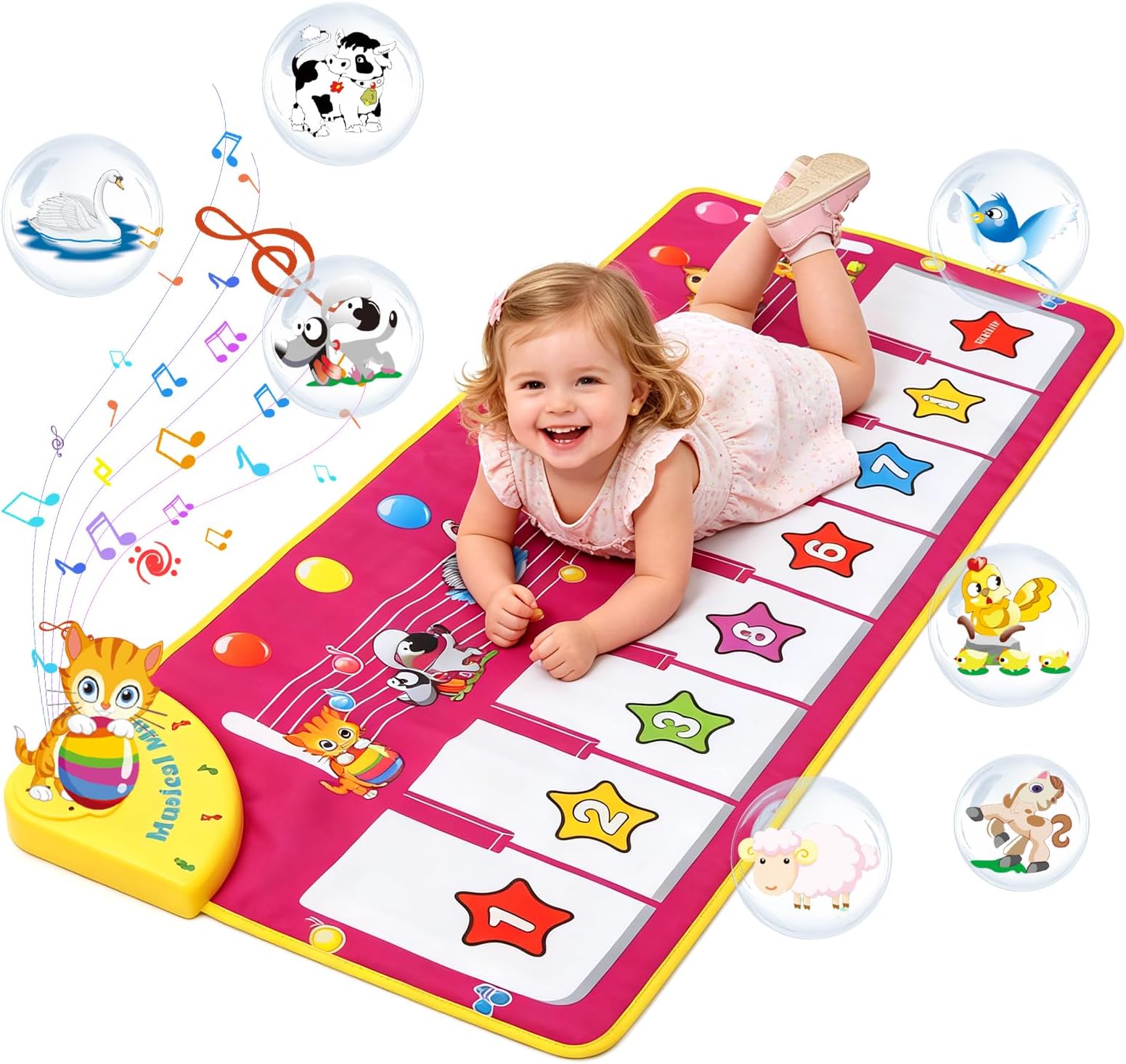 Piano Music Dance Mat, Educational Music Toys for 1-6 Year Old Girls Boys Toddlers Infant Kids Gifts for 2-6 year Old Boys Girls Birthday Present