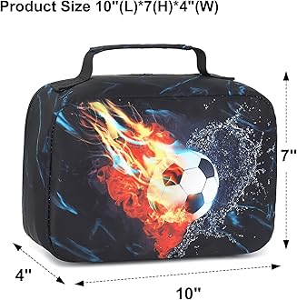 LEDAOU Lunch Bag Kids Insulated Lunch Box Boys Girls Insulated Reusable Lunch Bag for School Picnic Hiking Work(Soccer)