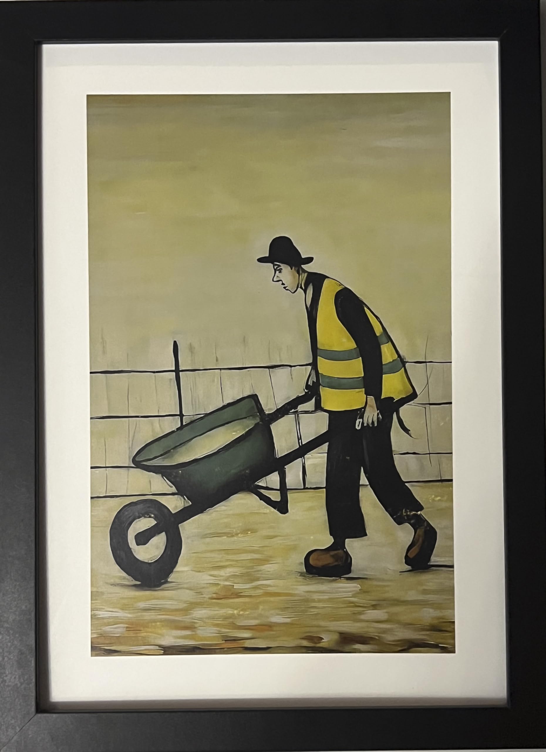 Greetingles Lowry-Style Framed Print. Beautiful Black Ash Frame (Lowry, PT One Man & His Wheelbarrow) — image 1