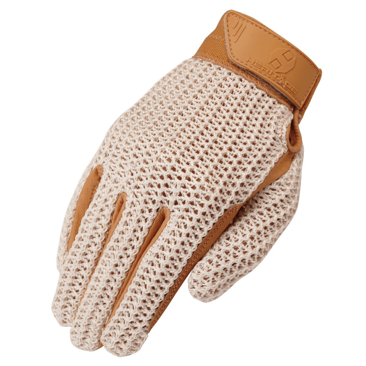 Heritage Performance Gloves, Crochet Riding Glove, Size 11, Tan