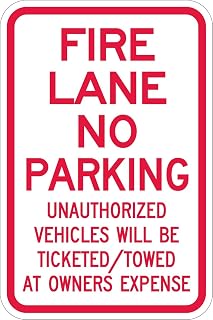 SmartSign 3M High Intensity Grade Reflective Sign, Legend "Fire Lane No Parking Ticketed at Owner's Expense", 18" High X 12" Wide, Red on White