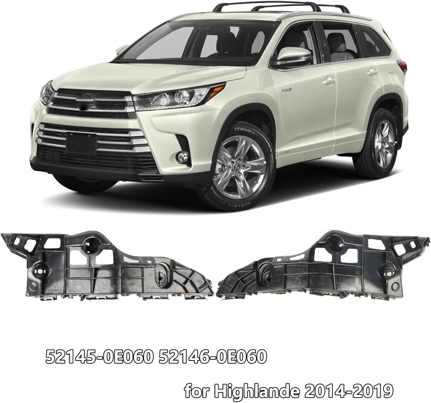 Front Bumper Bracket for Toyota Highlander 2014 2015 2016 2017 2018 2019 Left Driver & Right Passenger Side 521460E060 521450E060, TO1043124 TO1042124