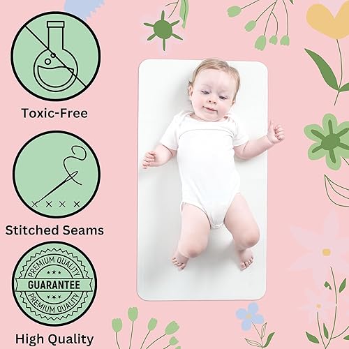 Miniatura 3 de NobleMoms Cambiador de bebé de cuero vegano de lujo, 16 x 30 pulgadas, ecológico, versátil, delgado y plegable, fácil de limpiar (rubor)