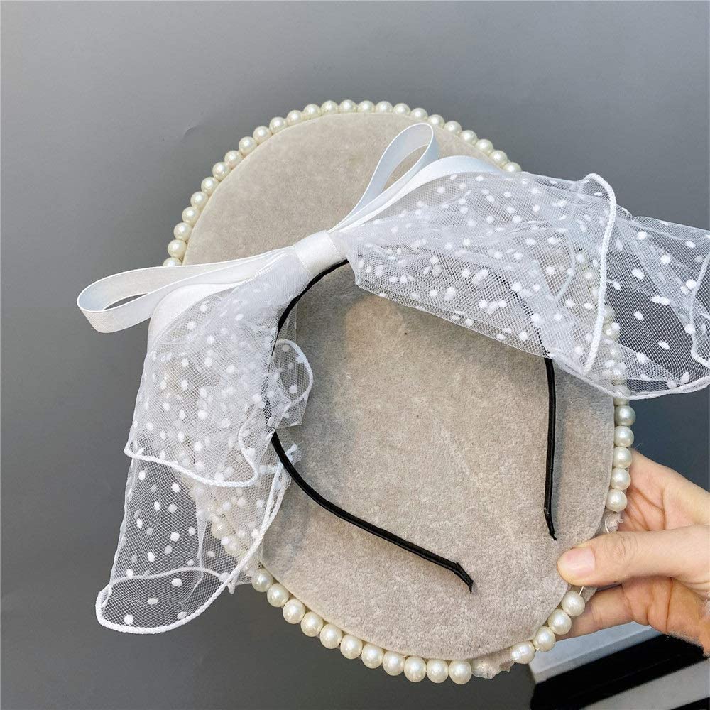 1 Pezzi Mesh Bow Headband Ladies Bridal Head Abch Tiara Romantic Ladies Wedding Hair Accessori Hairpin (Color : A)