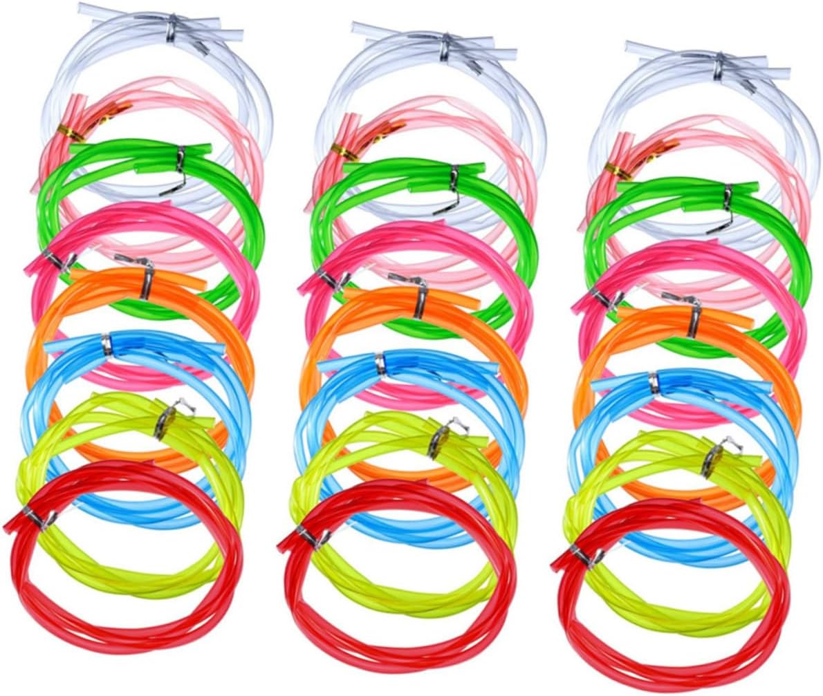 24pcs Elastic Straw Tube Tool Glasses Straws for Boys and Girls Party Birthday Banquet Wedding
