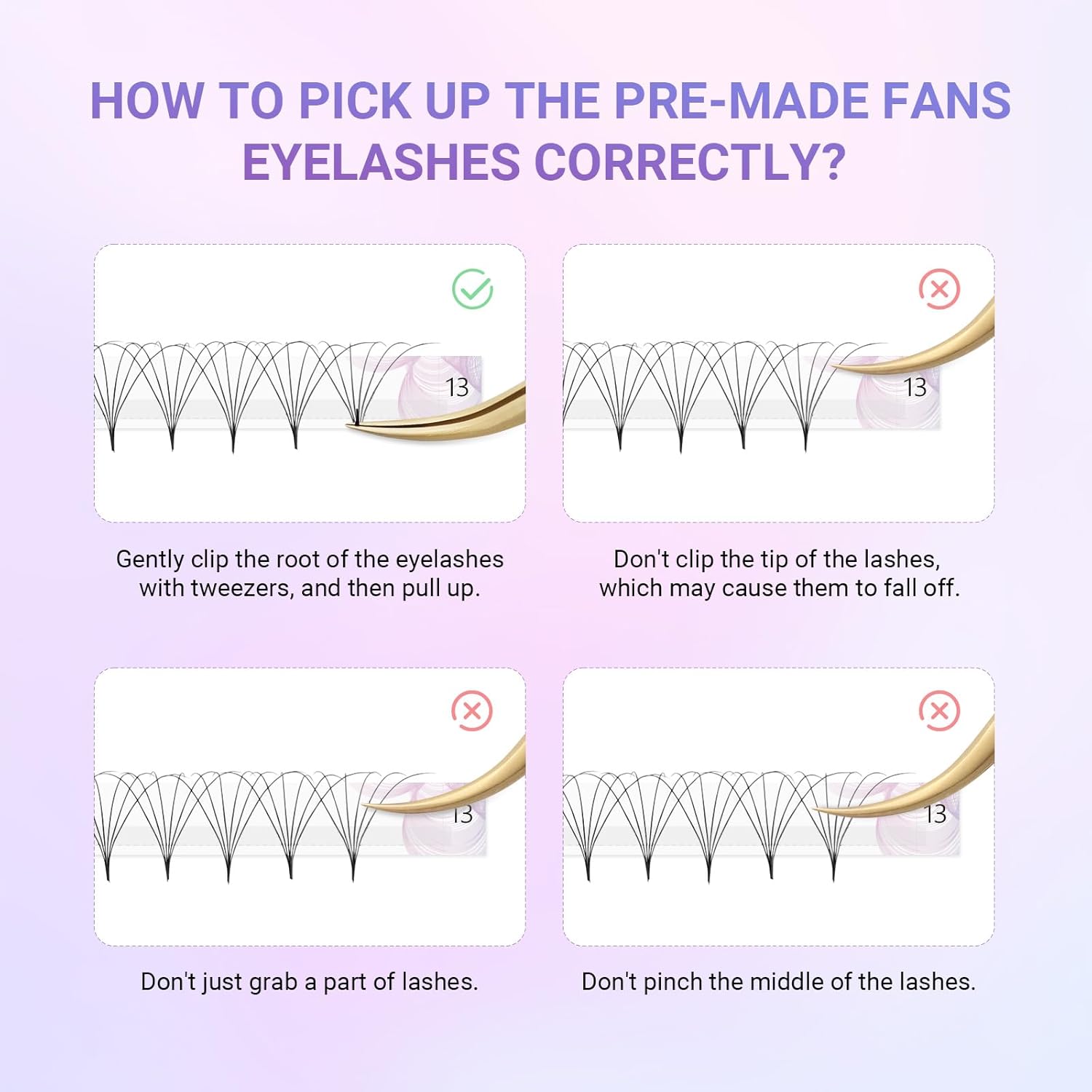 NAGARAKU Premade Fans Eyelash Extensions 5 Trays in 1 Pack 320 Fans 6D Volume 0.07mm C Curl 9-14mm Mix Sharp Narrow Stem Clusters Thin Pointy Base Russian Pre Fanned Volume Lash Fluffy Matte Black