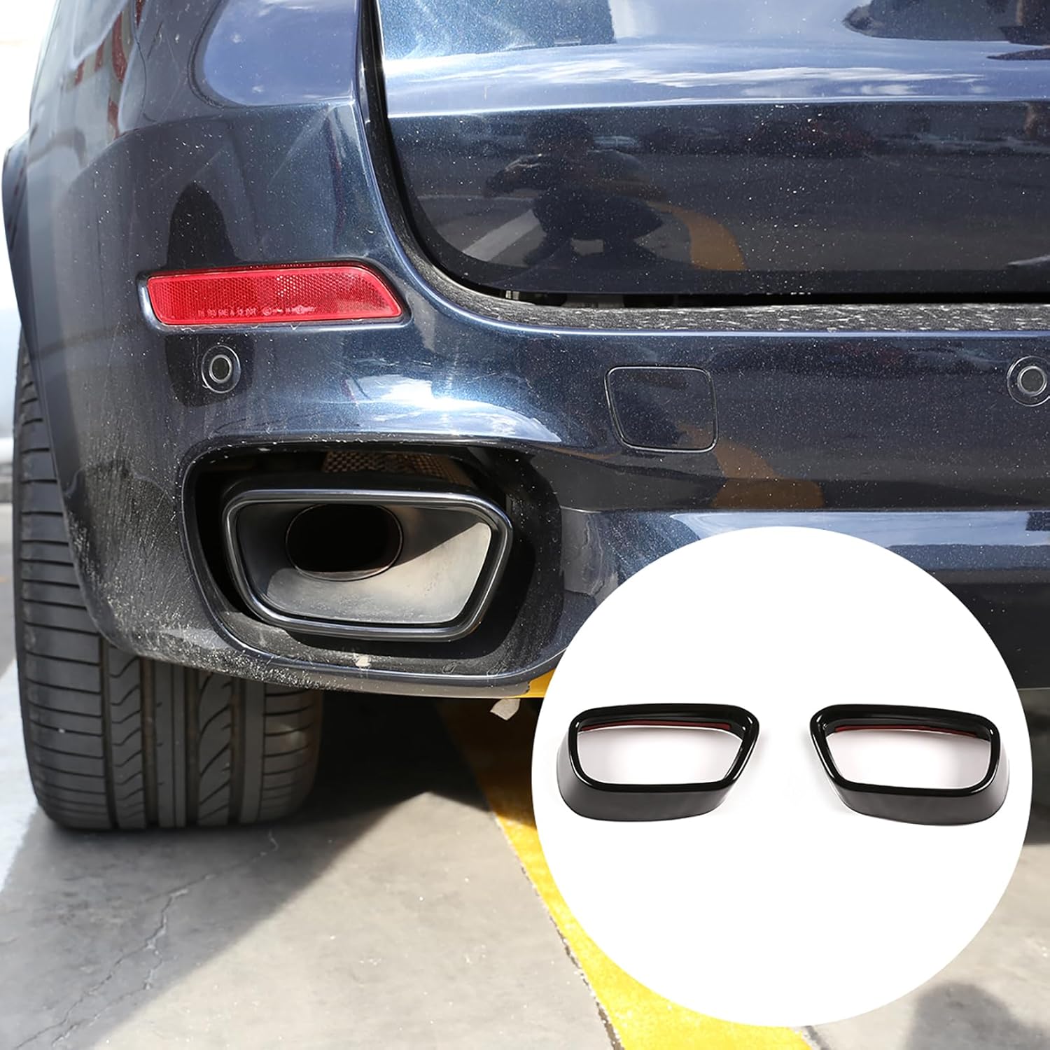 Tailpipe Exhaust Muffler Tail Pipe Cover Trim Decal Exterior Accessories Compatible with BMW X5 F15 2014-2018 X6 F16 2015-2019 (M Sports Version,Black)