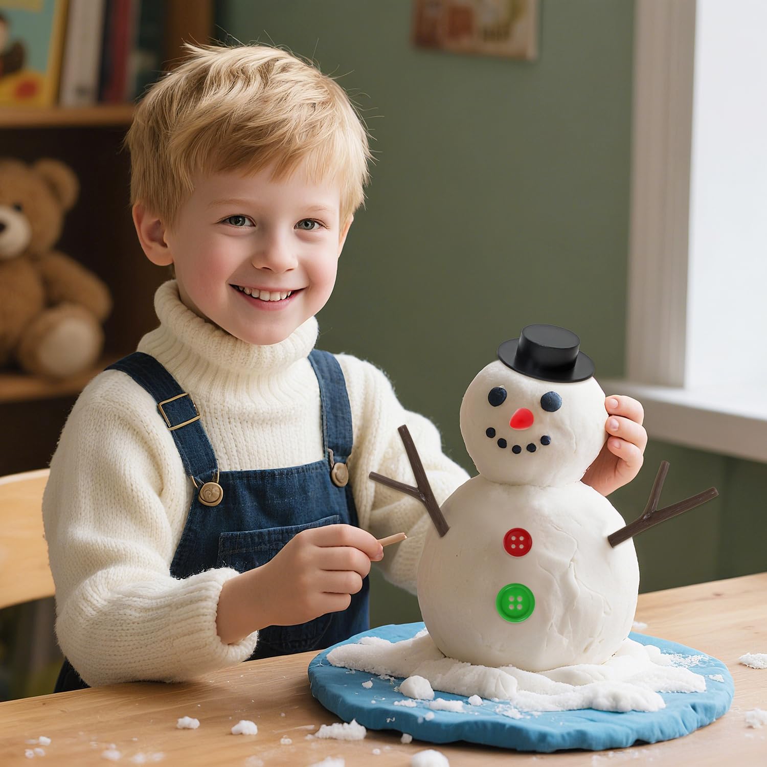 PENTA ANGEL Build a Snowman Kit 20Pcs Snowman Making Craft Hat Eye Nose Hand Buttons for Women Men Adults Winter Holiday Outdoor Playing (Large Hat)