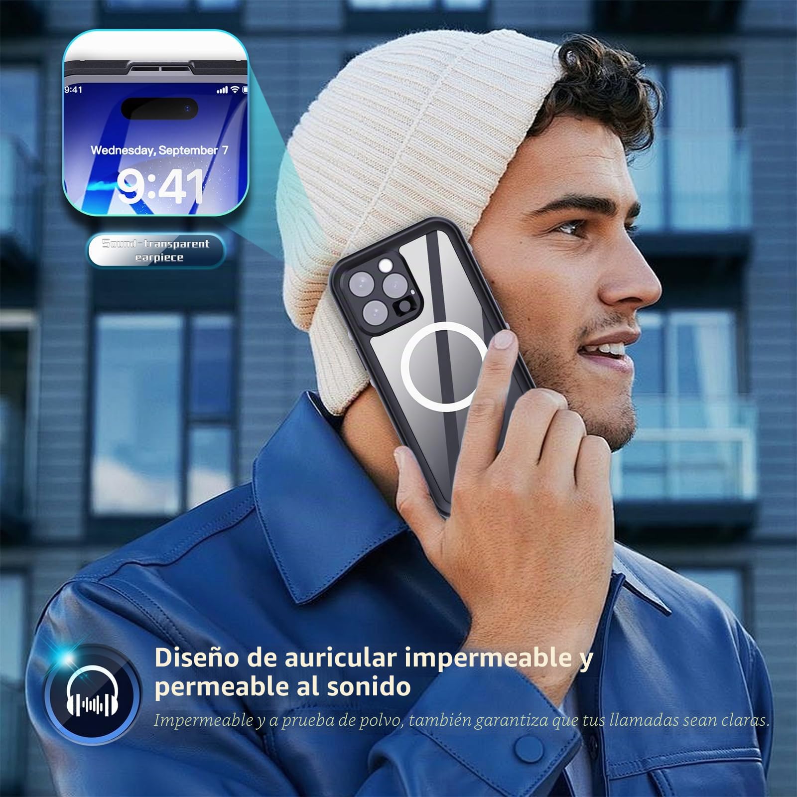Funda impermeable para iPhone 16 Pro Max/16 Pro/16 Plus/16, compatible con MagSafe IP68 certificada bajo el agua, funda totalmente sellada con protector de pantalla integrado (negro, 16 Pro Max)