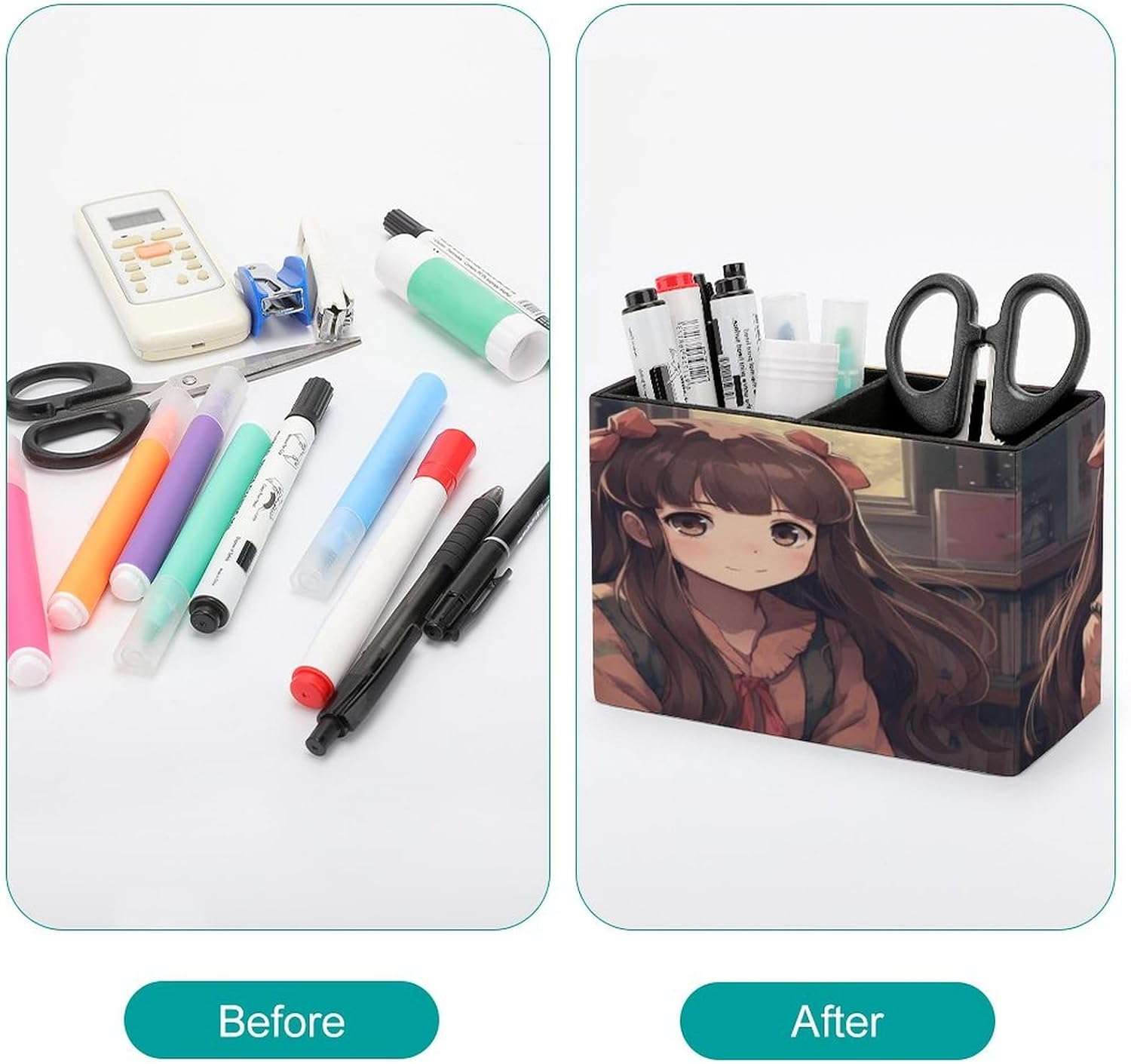 Little Woman in Anime Pen Holder Desk Organizer for Office Studio image 3