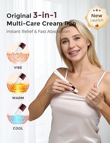 Miniatura 2 de Momcozy ComfortNip - Bolígrafo masajeador de cuidado de pezones multicuidado, 3 en 1, con calorfríovibración, recargable, portátil, con crema