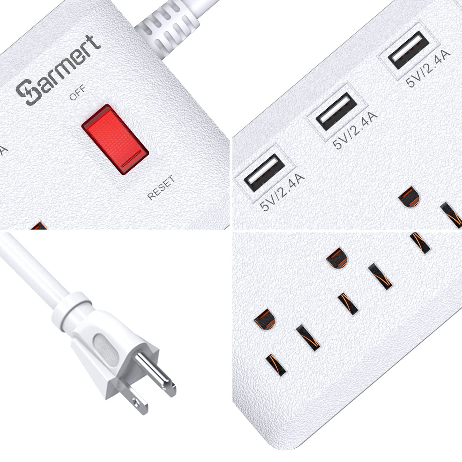 Sharp Side Plug USB Power Strip, Surge Protector with 6 Outlets & 6 USB Charging Ports ...