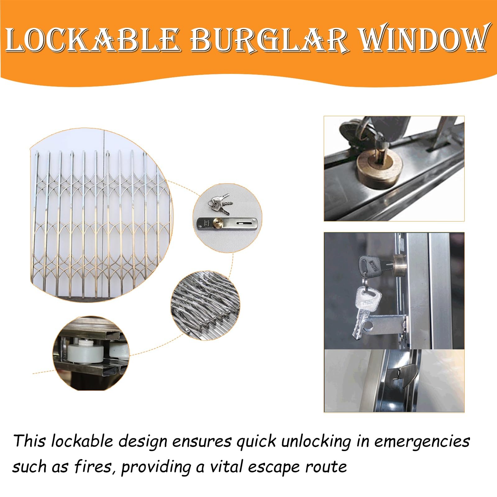 Rejilla de seguridad retráctil para ventana, ventana plegable a prueba de ladrones para mayor seguridad, ideal para niños y mascotas, adecuada para puertas de patio