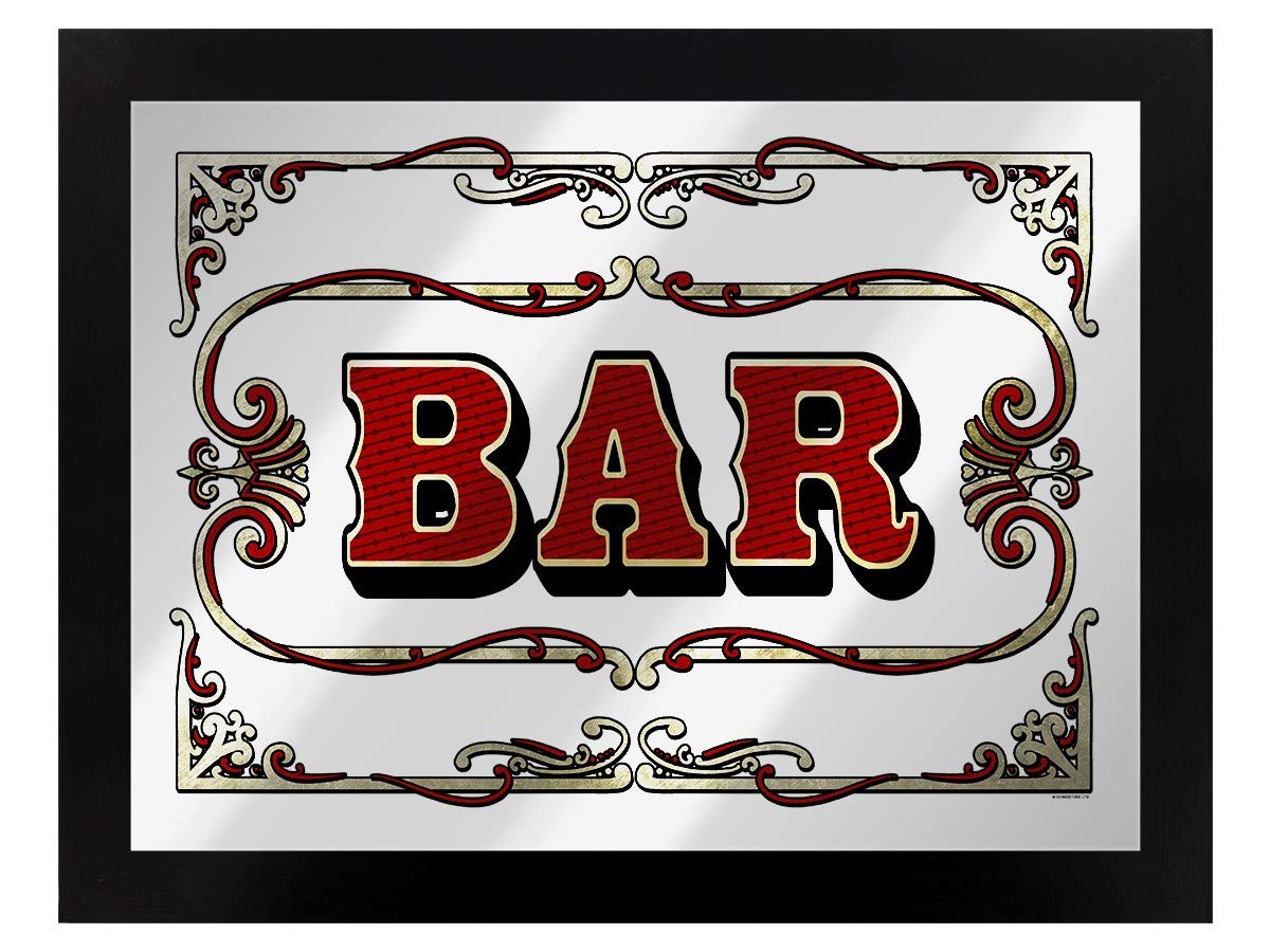 Grindstore Nc Framed Bar Mirrored Tin Sign Black 45X35cm