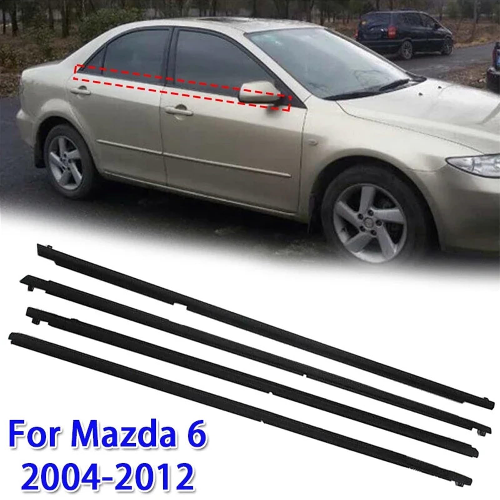Voiture Protection Bord Porte Convient pour Mazda 6 2004-2012, 4 pièces, bandes d'étanchéité pour vitres latérales de voiture