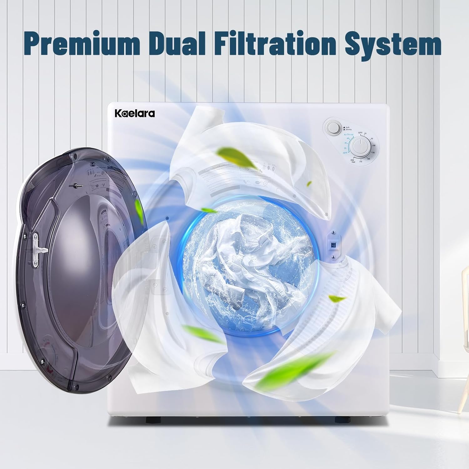 Portable Dryers for Laundry, 3.5 Cu.ft Portable Clothes Dryer with Stianless Steel Tub, Front Load Clothes Dryer Machine for Home, Apartment, 4 Dring Mode, Auto-shutt off