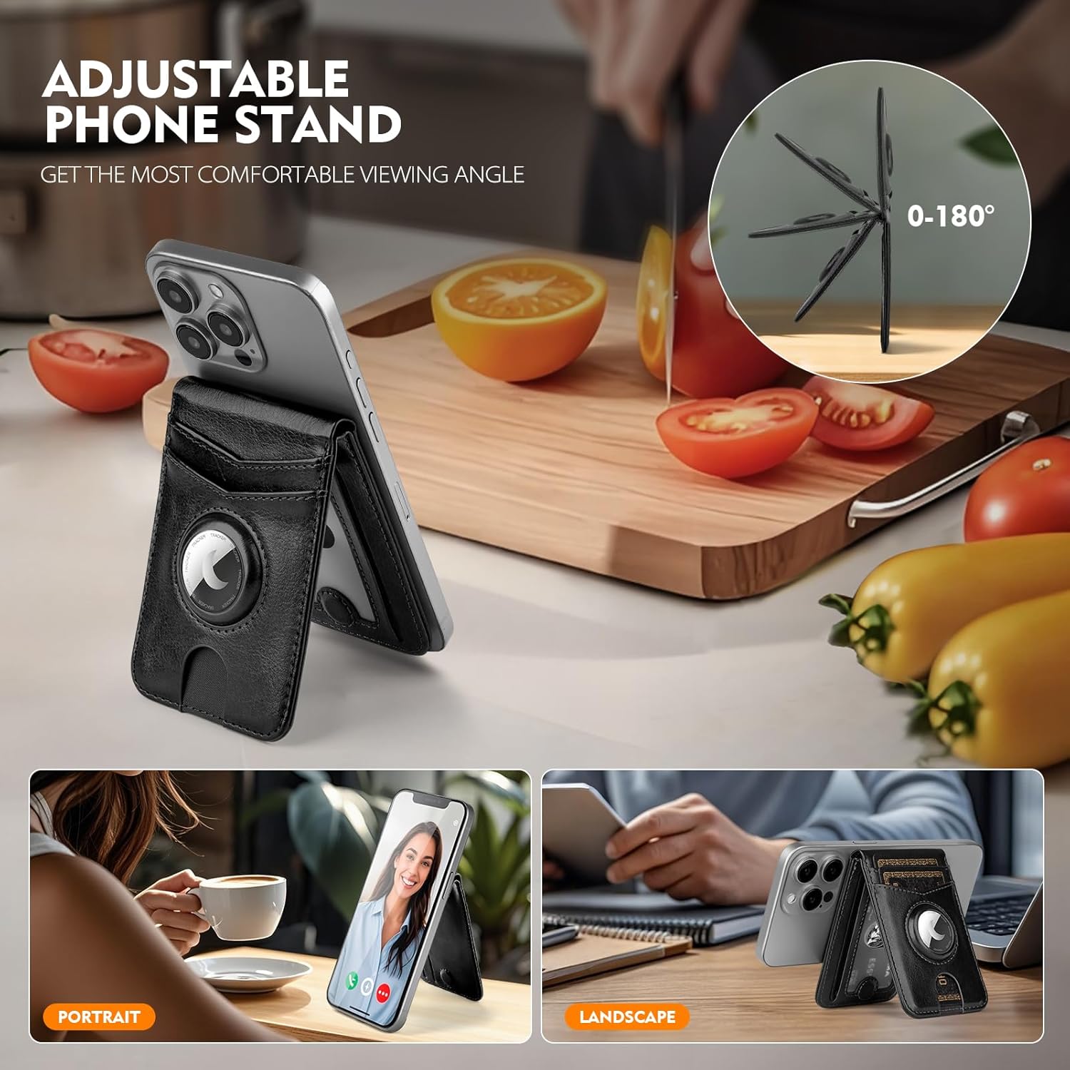 Compatible with Magsafe Case with RFID Blocking Card Holder AirTag pocket for iPhone 17/16/15/14/13/12 Pro/Pro Max/PlusSeries,Not Fit iPhone Mini,Black - Image 2