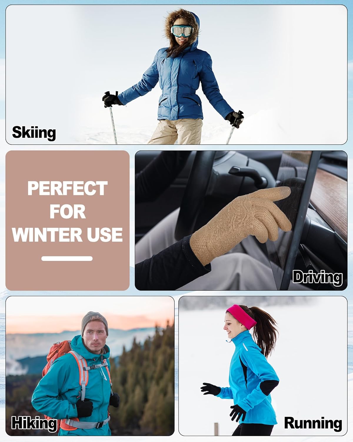 Haysandy 3 Pairs Winter Fleece Lined Gloves for Women Warm Thick Touchscreen Gloves for Cold Weather Thermal Supplies - Image 6