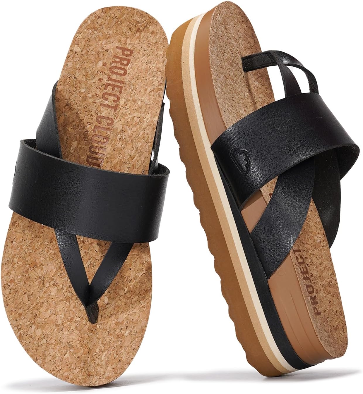 Project Cloud Womens Sandals - Premium Cork Insole Insole Shoes for Women Lightweight and Non Slip Beach Sandals for Women 2026