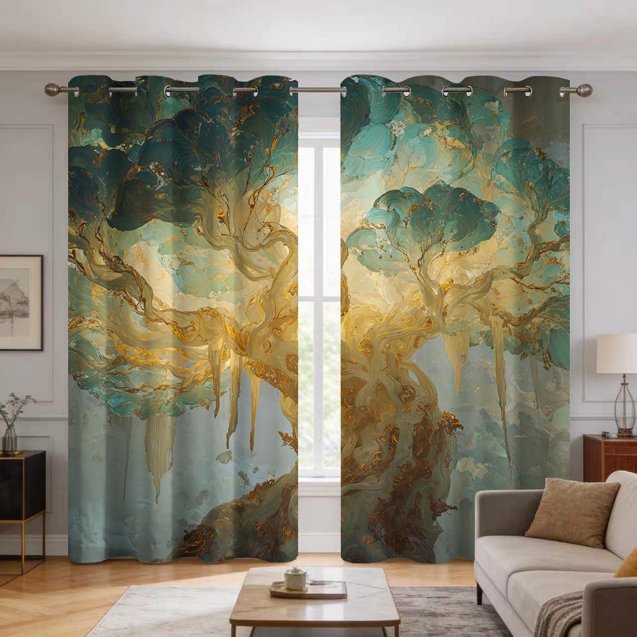 Rideaux occultants 140x200 thermique imprimé salon chambre oeillets
