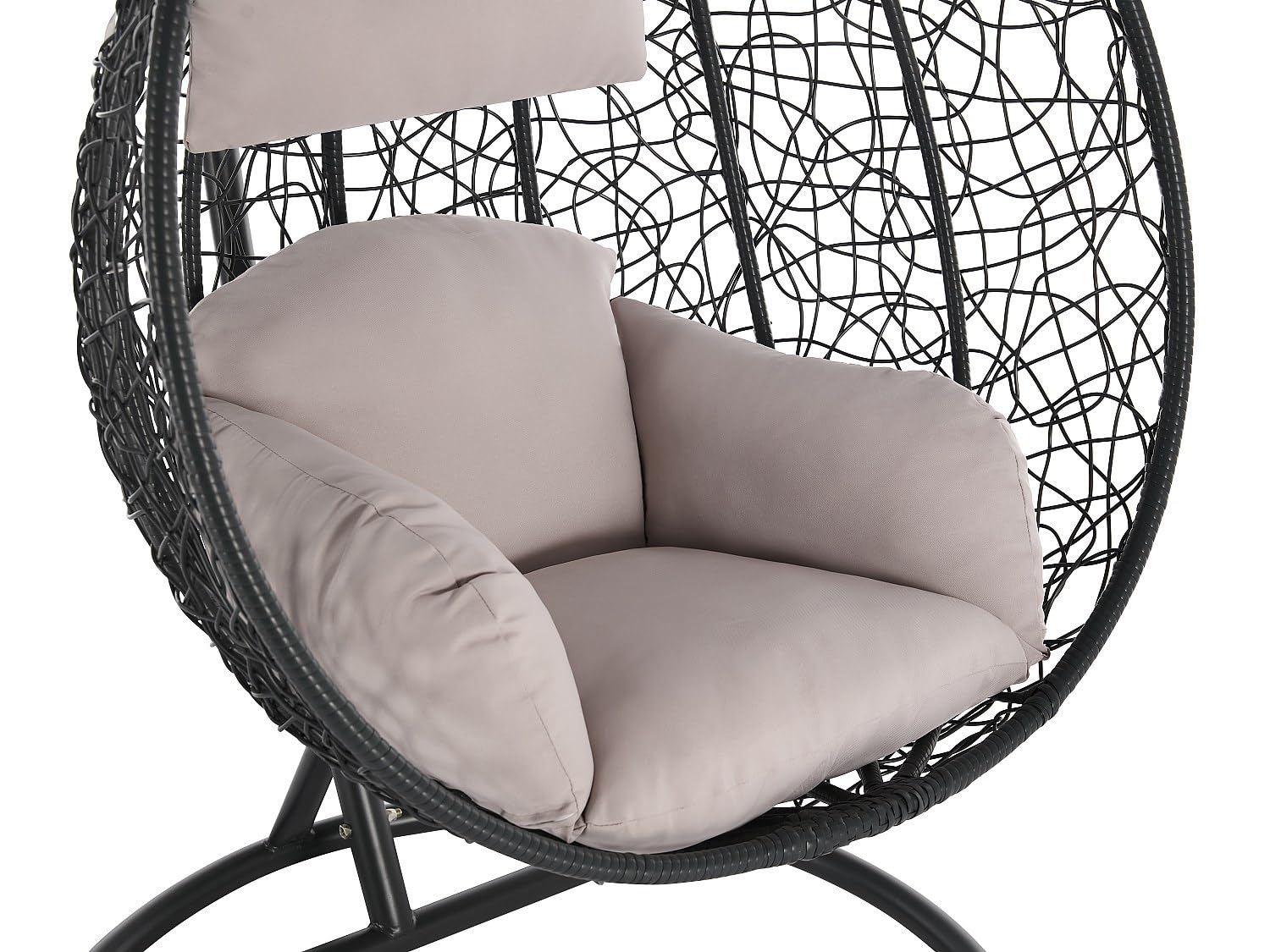 Vente-unique - Fauteuil Suspendu en résine tressée - Anthracite - CAMPLI de MYLIA