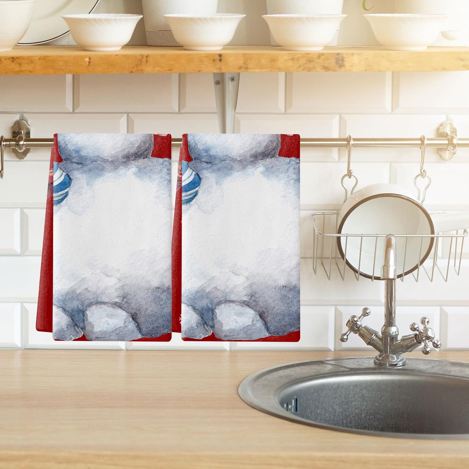 Trapos Cocina Navidad Gris Y Azul Paños de Cocina Microfibra Paños Cocina Suaves Lavable Toallas Reutilizables Absorbentes Baño Pañuelo de Mano Trapos de Cocina 2 Piezas (44x74 cm)
