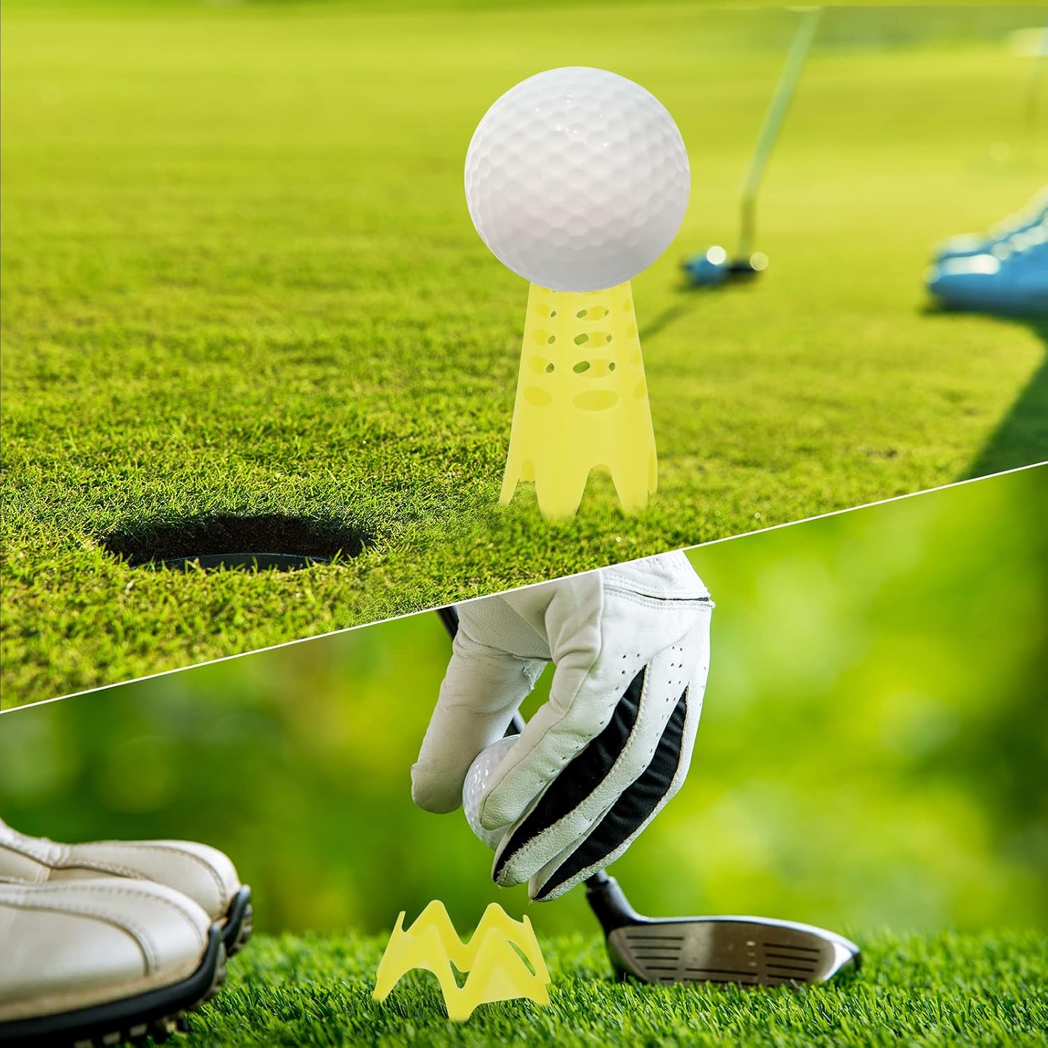 Golf Simulator Tees 20Pcs Plastic Golf Tees for Outdoor Indoor Home Training Practice Simulator Golf Tees Golf Mat Tees for Winter Turf Driving Range 10 Tall+10 Short+1 Mesh Bag