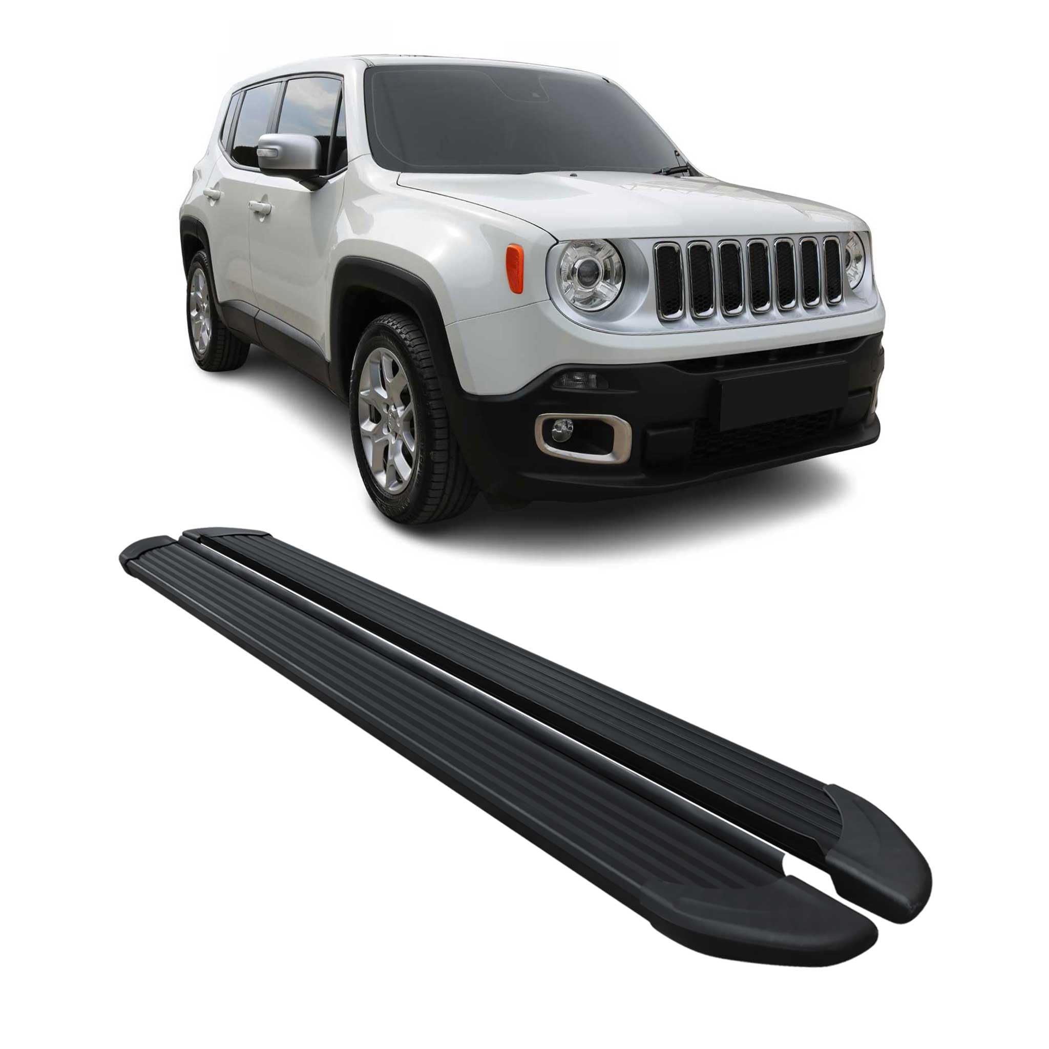 OMAC Marchepieds pour Jeep Renegade 2015-2024 Aluminium Noir