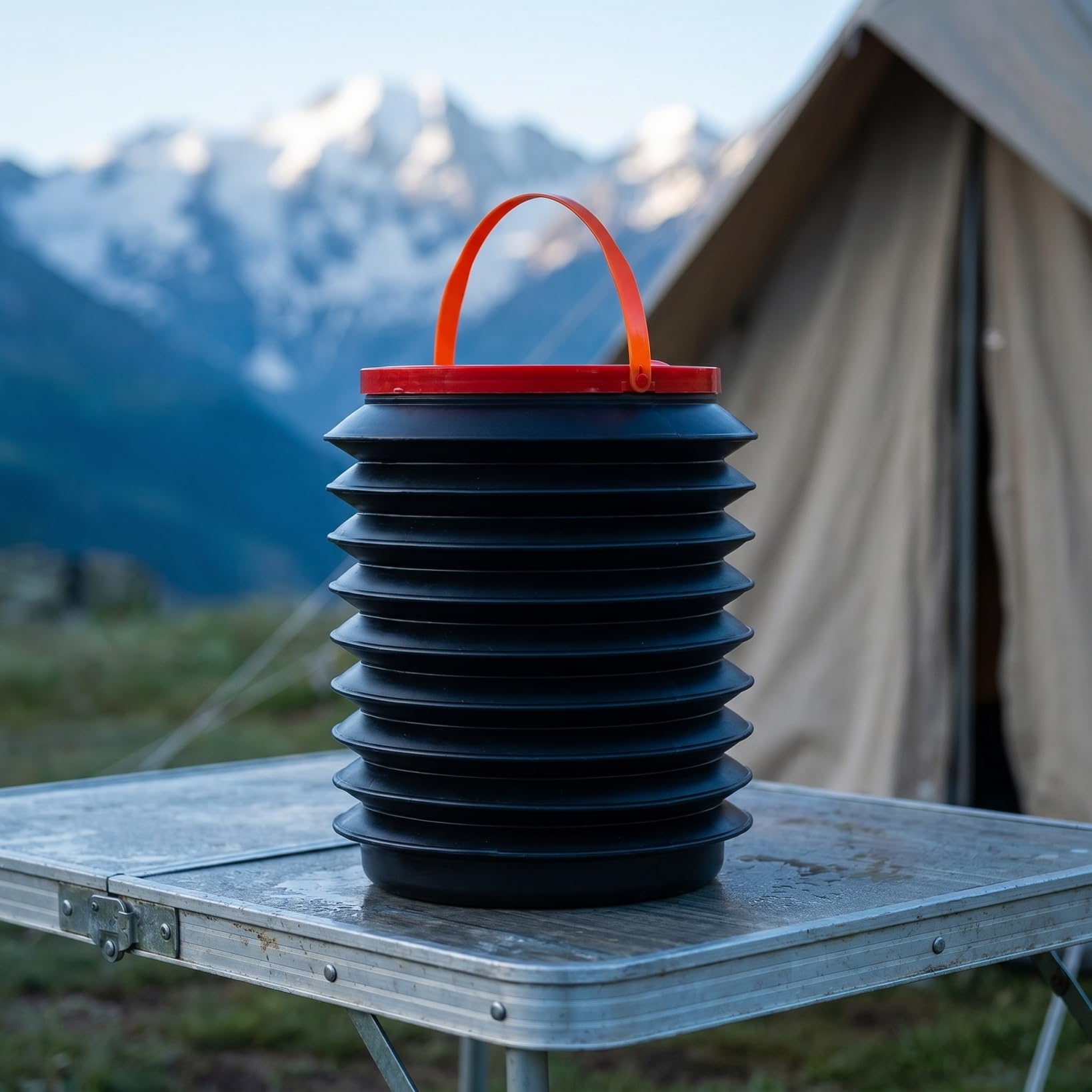 ibasenice Seau Pliable avec Couvercle 8,25x7,07 po, Étanche & Gain de Place pour Camping, Pêche, Lavage Auto et Voyages Extérieurs